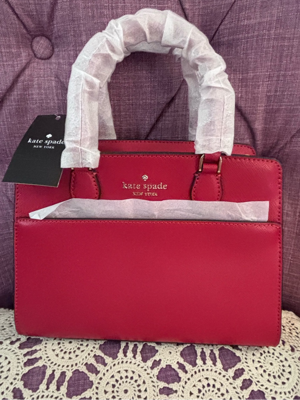 kate spade red (candied cherry) -Madison- Small Leather Structured Satchel